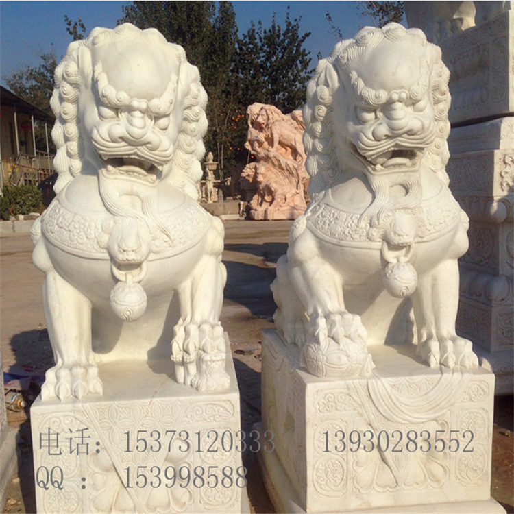 漢白玉石雕獅子圖片/漢白玉石雕獅子樣板圖 (3)