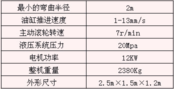 弯拱机技术参数