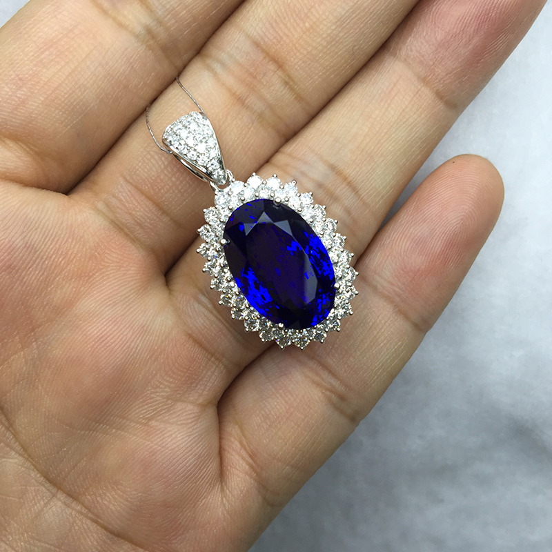 豪華戴妃款坦桑石吊墜圖片