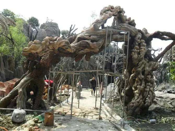 假樹大門 西安假樹大門 西安園林假樹制作景觀公司 制作假樹大門哪家好