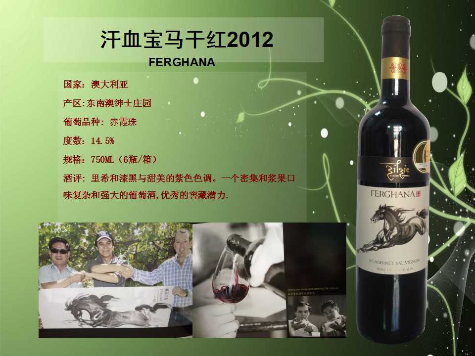 澳大利亚绅士酒庄FERGHANA 汗血宝马干红葡萄 汗血宝马干红葡萄酒