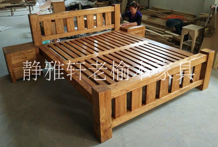 老榆木大床圖片/老榆木大床樣板圖 (2)