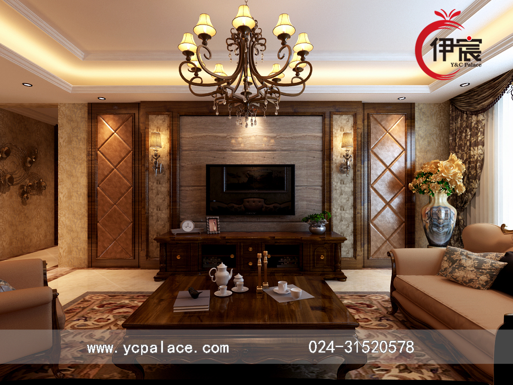 伊宸整木美式木藝背景墻