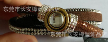 廠家直銷*真皮手鏈批發(fā) 歐美流行款 情侶款手鏈 金色磁鐵扣皮手鏈