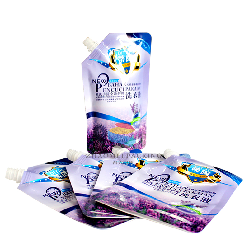 【東莞兆美】定制 洗衣液復(fù)合包裝袋 液體飲料自立吸嘴異型袋 洗衣液復(fù)合包裝袋 異性吸嘴自立袋