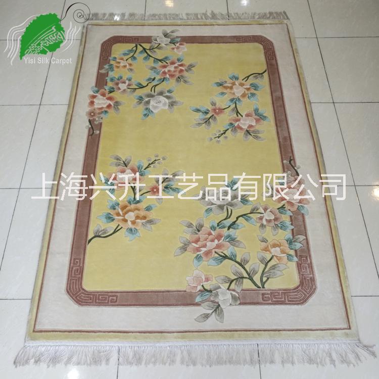 亿丝经典中式牡丹花开富贵厚实脚感实惠纯手工真丝地毯122x183cm 120道手工丝毯 120道立体剪花地毯