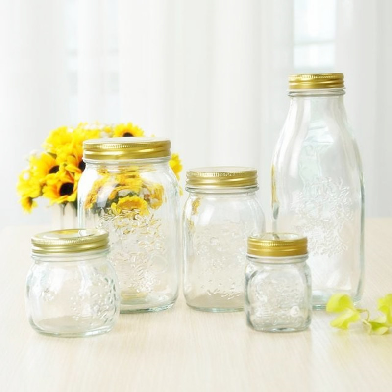 廠(chǎng)家*300毫升170毫升 雕花密封玻璃瓶蜂蜜瓶玻璃包裝容器