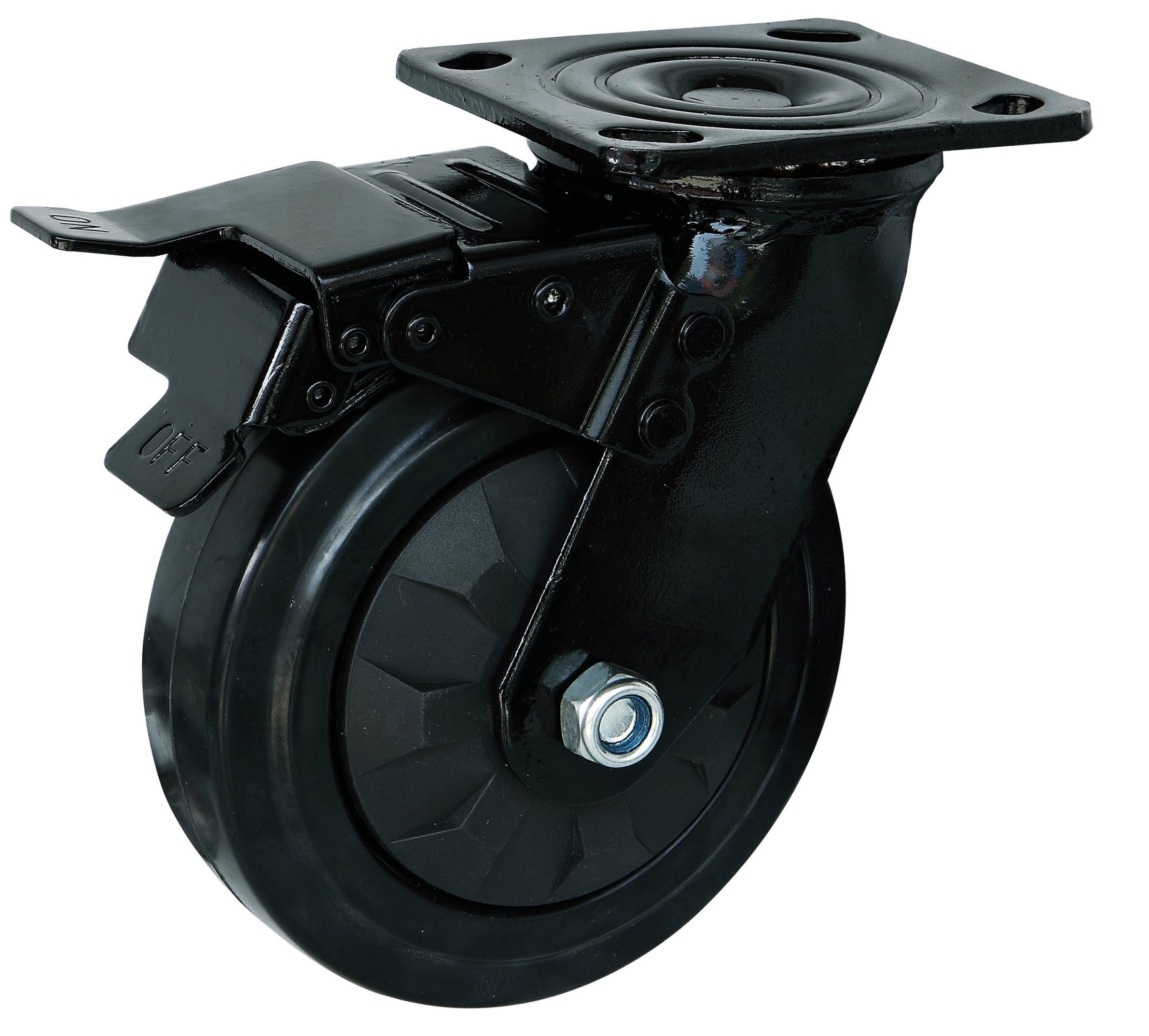 6寸重型彈力橡膠剎車輪  6寸重型彈力橡膠剎車輪廣東廠家靜音萬向輪腳輪