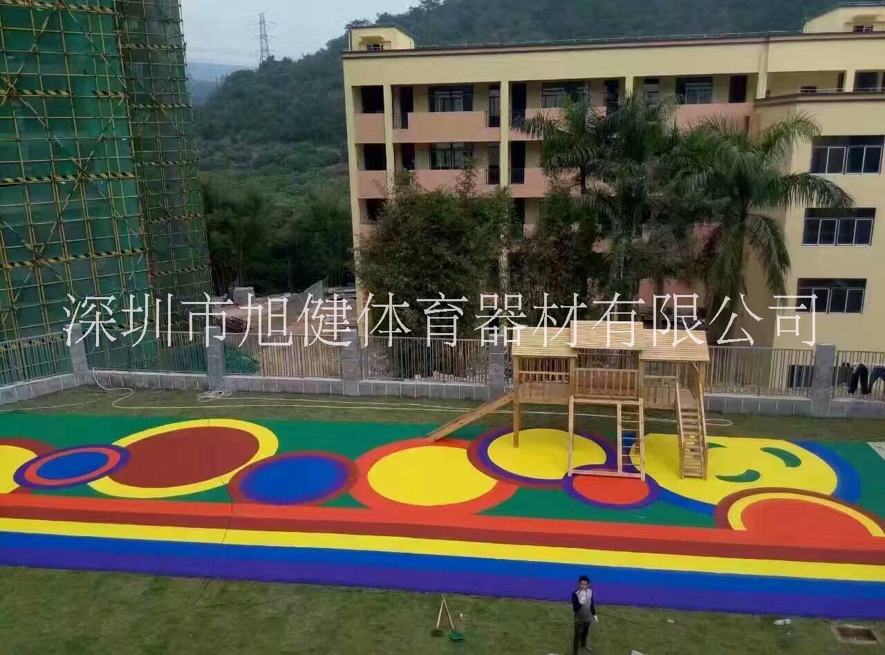 東莞運(yùn)動(dòng)場地彈性地膠 幼兒園 彩色EPDM塑膠地面