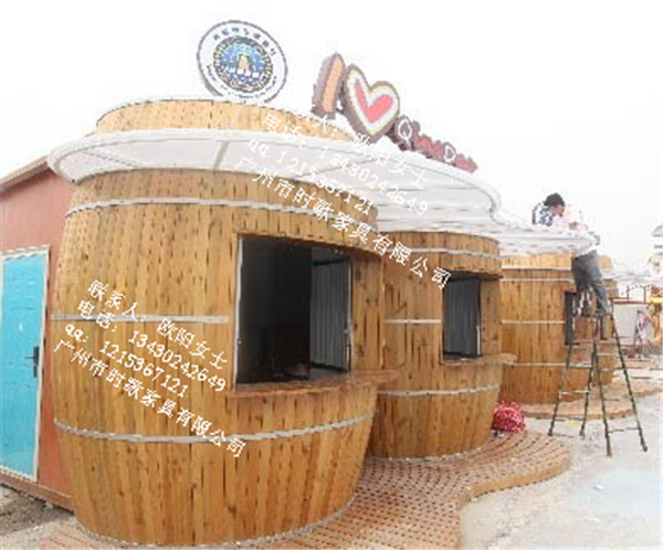 方特定制酒桶型特色售貨亭圖片