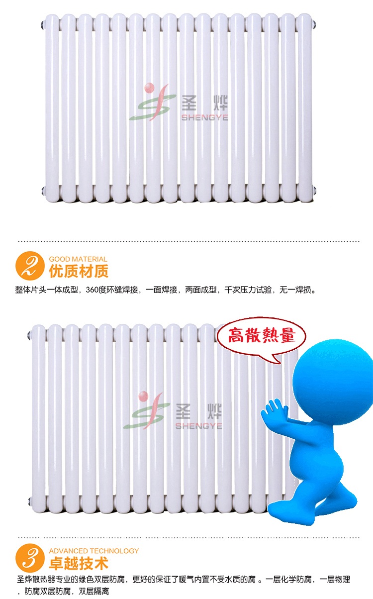 鋼制橢柱暖氣片 SCGGZT2-0.9/X-1.0型散熱器 鋼制橢圓管柱型散熱器 品牌散熱器廠家
