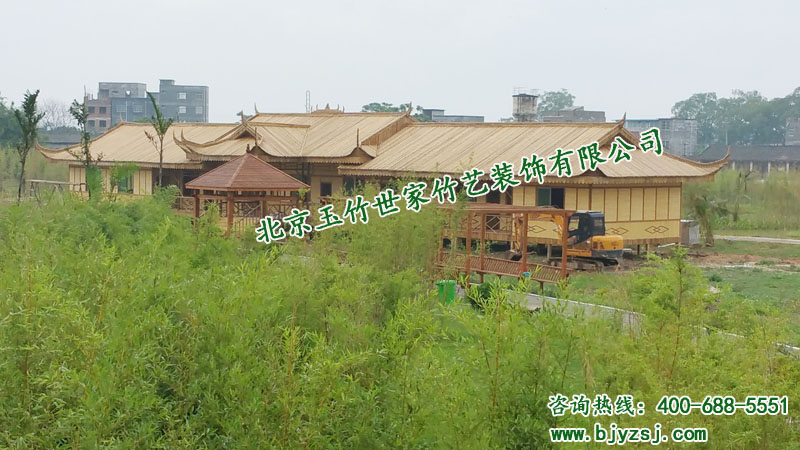 玉竹世家坊業(yè)竹樓竹別墅竹房子施工圖片