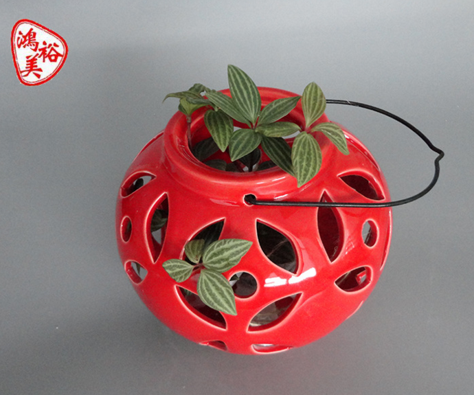 簡約色釉花盆單色陶瓷工藝禮品圖片