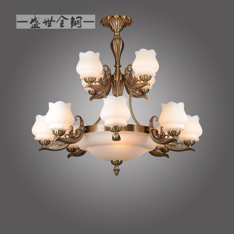 歐式銅燈全銅云石客廳臥室吊燈酒店