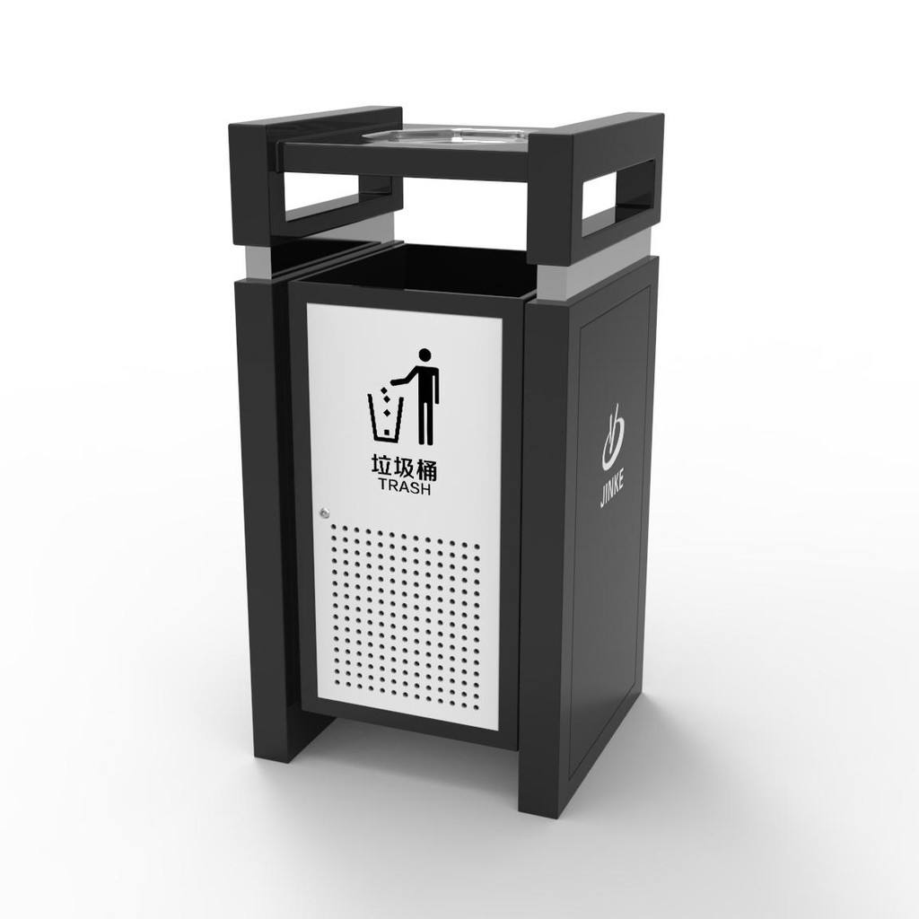 戶外鋼制單筒果皮箱圖片