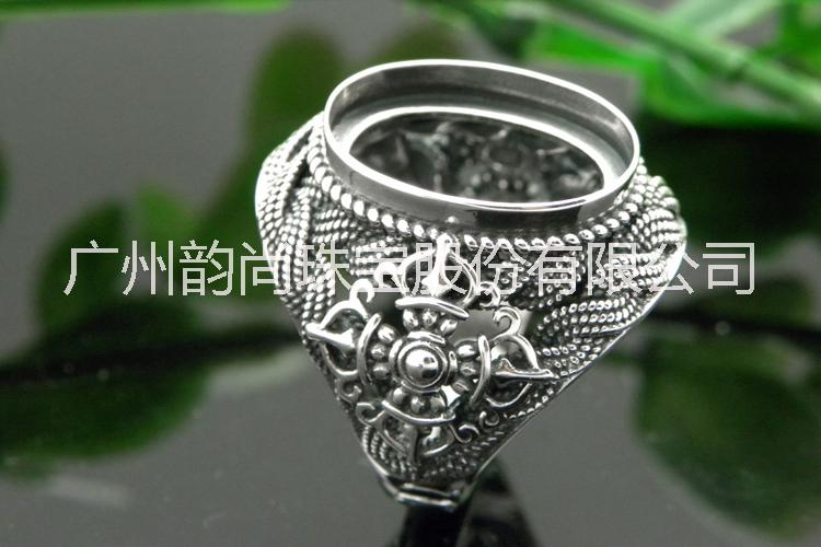 仿琺瑯戒指托 常規(guī)尺寸活口復(fù)古銀戒托批發(fā)