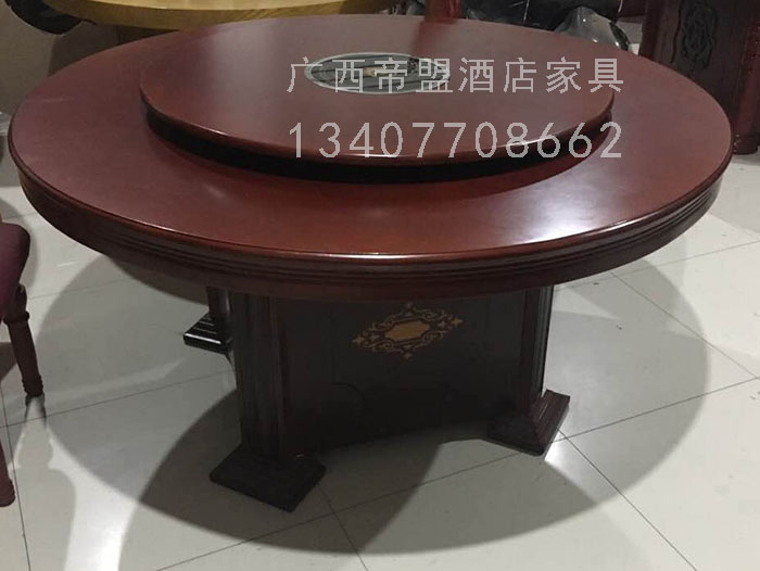 供應(yīng)南寧手動旋轉(zhuǎn)餐桌 簡約現(xiàn)代酒店餐桌 實(shí)木圓桌定制