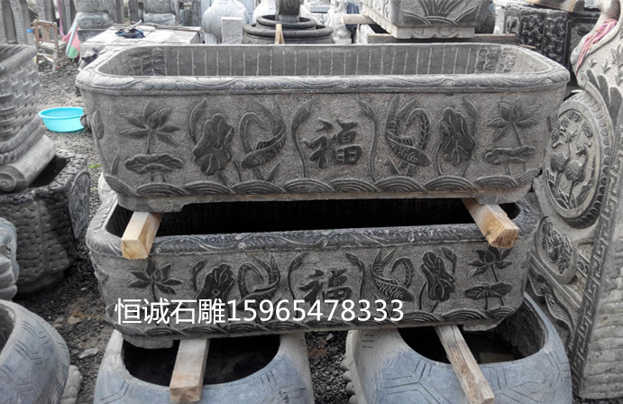 仿古石雕魚缸圖片/仿古石雕魚缸樣板圖 (1)