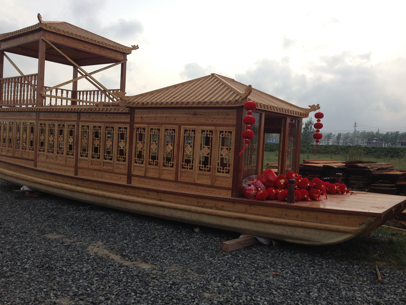 古舟木船 GZ-HF-033 大型雙層豪華餐飲畫舫船 景觀裝飾船 休閑觀光船