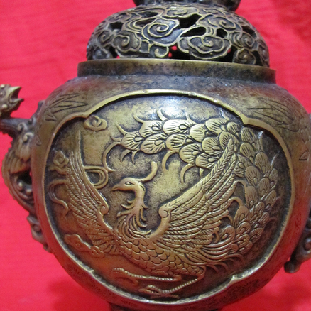仿古熏爐 鳳凰爐身 黃銅獅子熏香圖片/仿古熏爐 鳳凰爐身 黃銅獅子熏香樣板圖 (2)