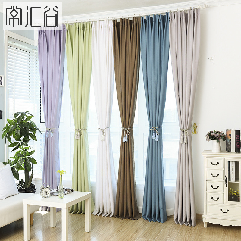 新品純色棉麻半遮光布定制落地布藝飄窗成品布料窗簾特價(jià)現(xiàn)代簡約