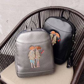 休閑雙肩包 新款學院風小清新旅行包 PU可愛女生休閑雙肩包 女韓版時尚情侶包