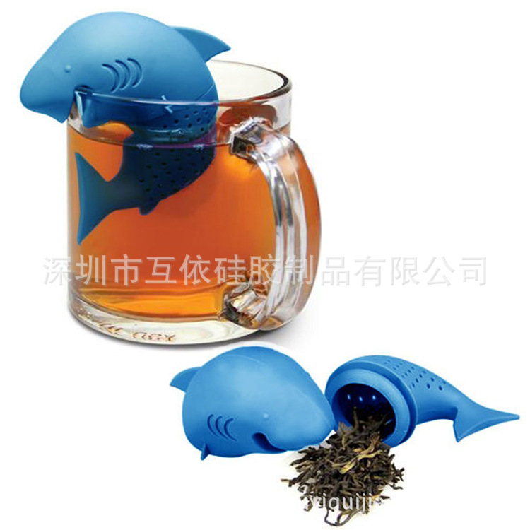 硅胶鲨鱼泡茶器 鲨鱼泡茶器批发 硅胶泡茶器 懒人硅胶茶包挂 创意硅胶制品