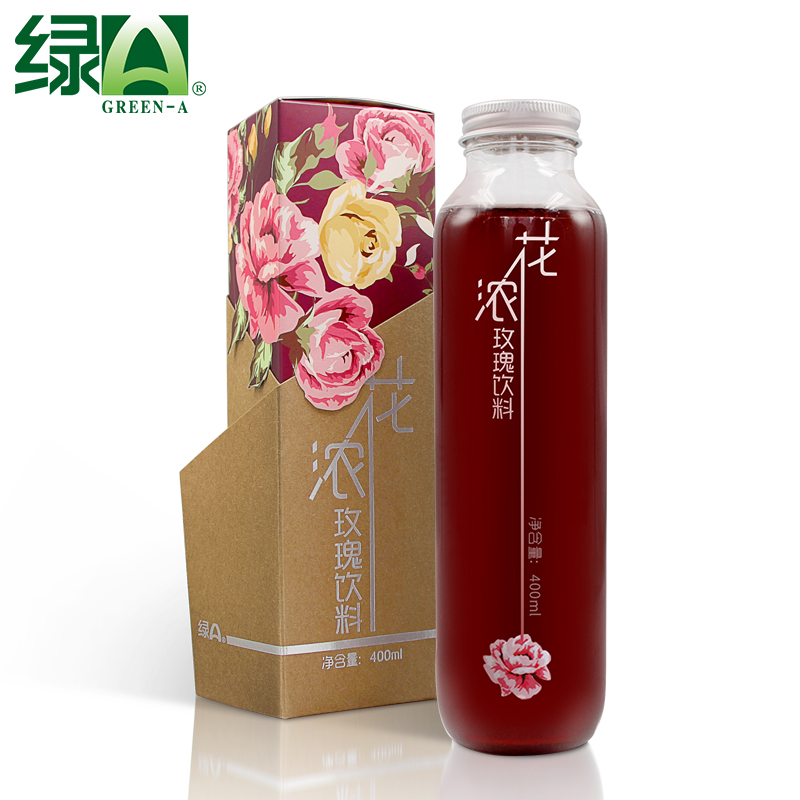 綠a花濃玫瑰濃香型花汁飲品400ml天然玫瑰水飲料