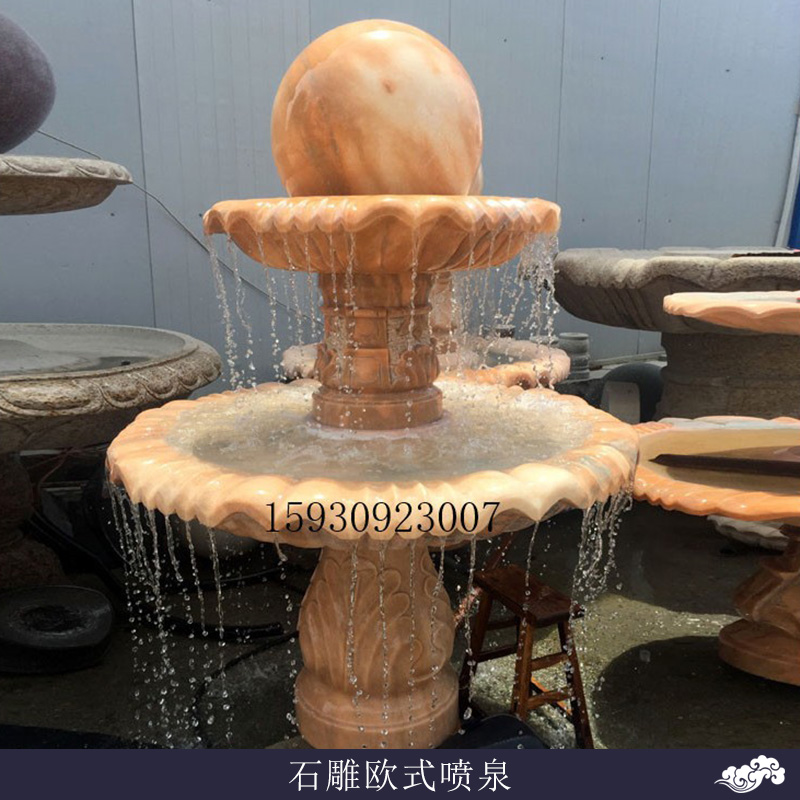 別墅庭院/園林廣場石雕歐式噴泉定制流水噴泉花盆雕塑擺件