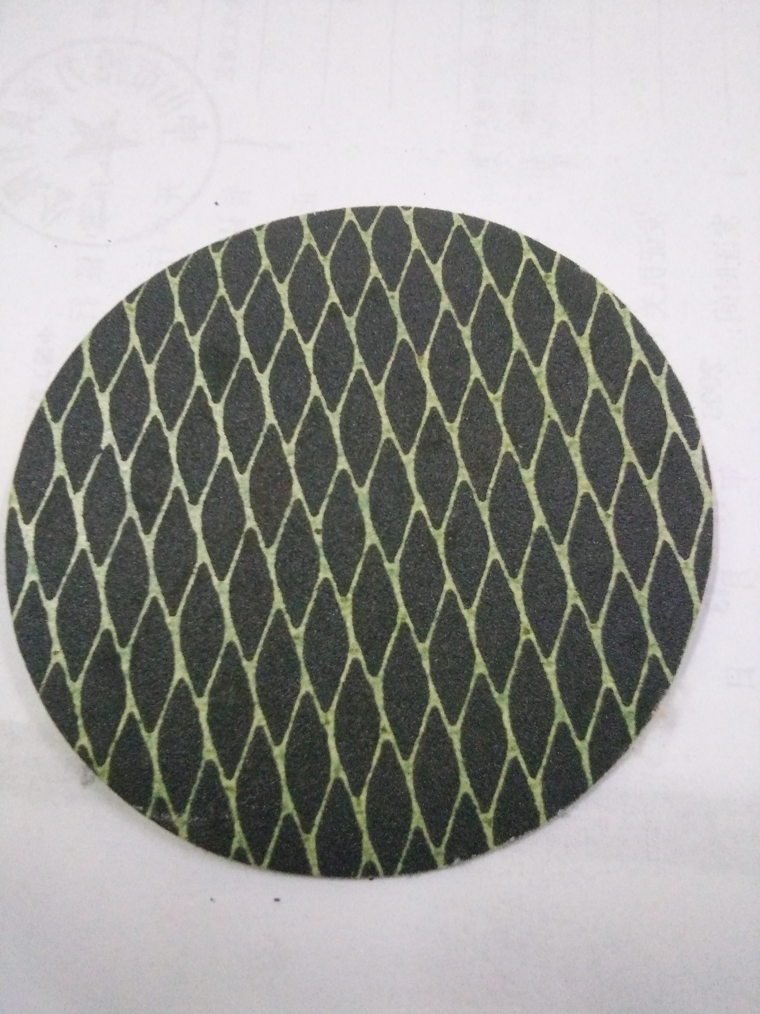 深圳廠價(jià)批發(fā)4寸菱形綠砂圓盤砂加強(qiáng)型金屬拋光打磨砂紙用