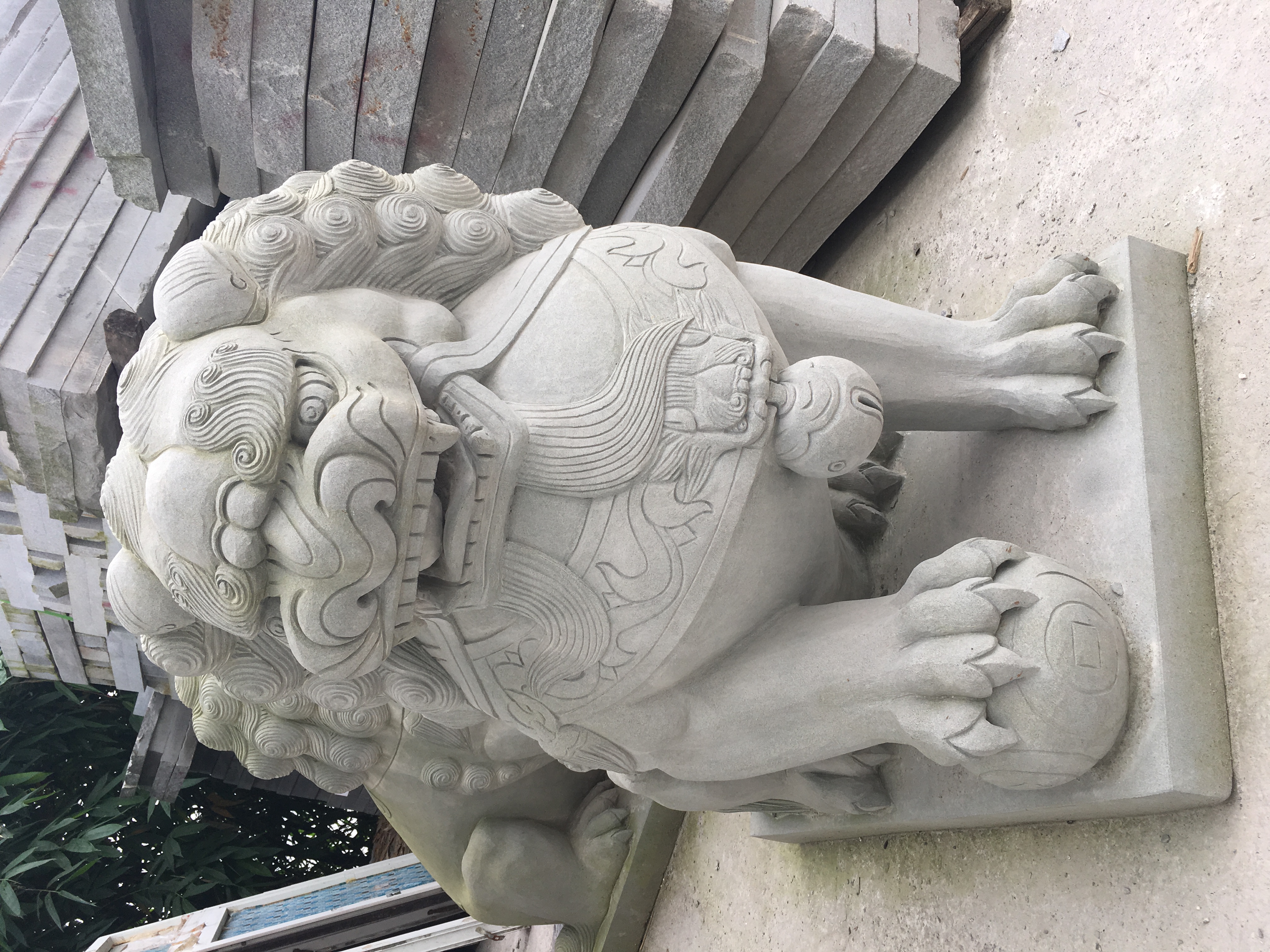 青砂石雕刻獅子圖片/青砂石雕刻獅子樣板圖 (2)