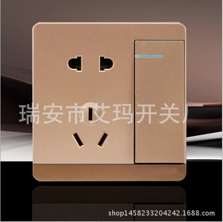 五孔一開單墻壁插座廠家直銷圖片