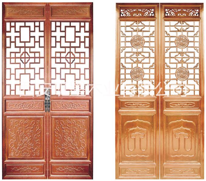 西安仿古門，西安雙折扇整木定制圖片