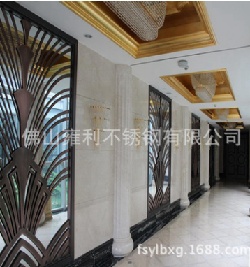 黑鈦金不銹鋼屏風(fēng)，鏡面黑鈦金不銹鋼屏風(fēng)，酒店不銹鋼隔斷