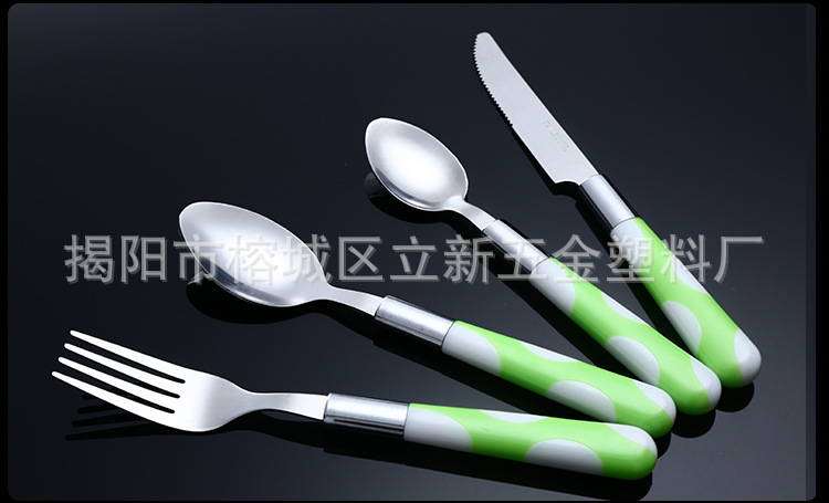 廠家直銷不銹鋼餐具套裝 半圓雙色手柄刀叉勺套裝 精致餐具批發(fā)
