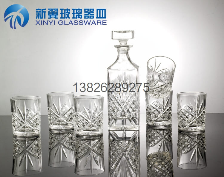水晶玻璃紅酒杯酒具套裝玻璃威士忌杯帶威士忌酒瓶