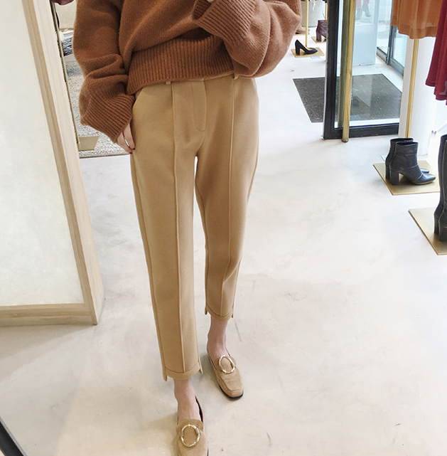 呢絨褲毛呢休閑褲寬松顯瘦百搭呢絨褲西裝褲