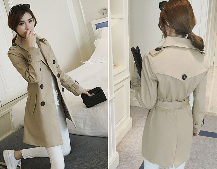 2017秋裝新款學(xué)生韓版英倫顯瘦卡其色短款收腰小個(gè)子風(fēng)衣女外套 2017年秋季韓版英倫風(fēng)衣外套圖片