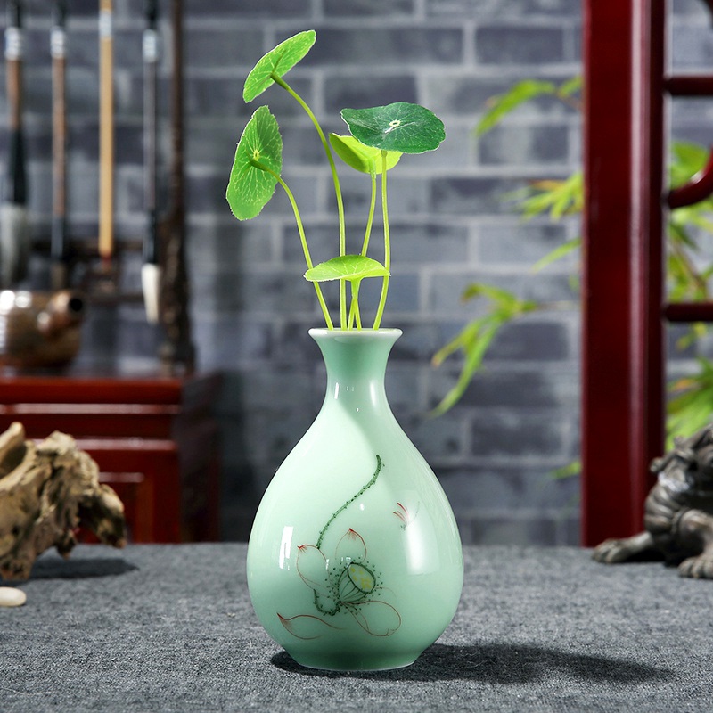 龍泉青瓷手繪花瓶圖片/龍泉青瓷手繪花瓶樣板圖 (1)