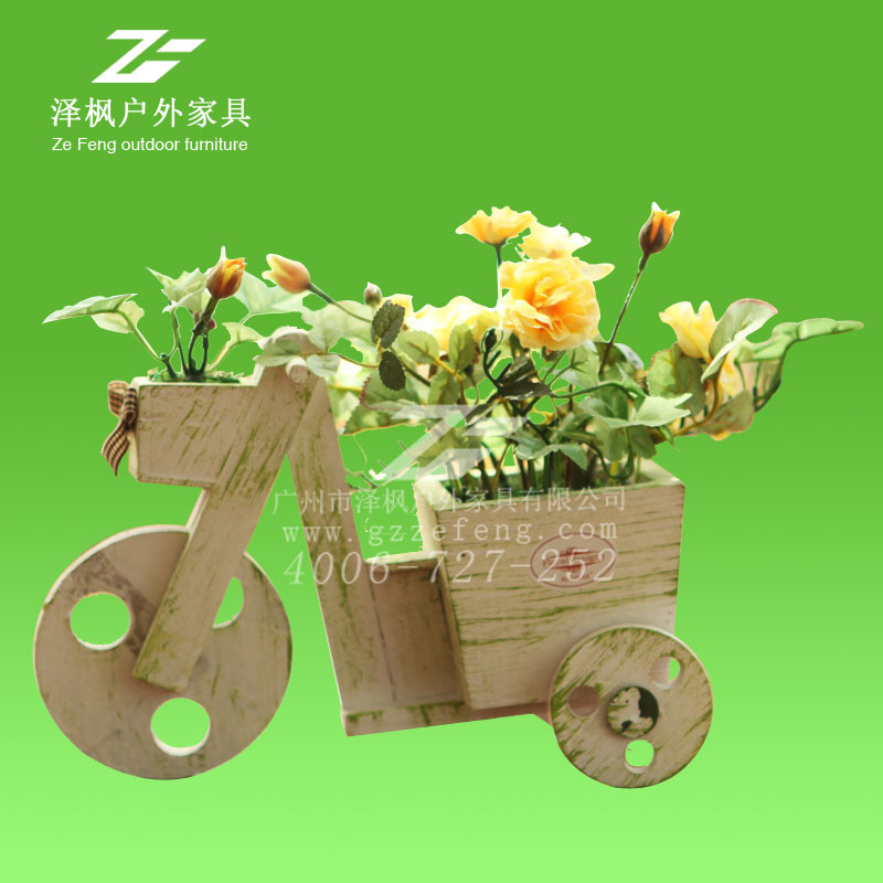 特色擺件型實木花車 戶外防腐木景圖片