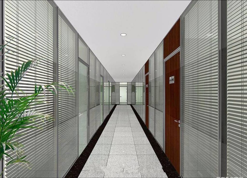 內(nèi)帶百葉玻璃隔斷:電動式和旋鈕式，單層玻璃隔斷，板式隔斷