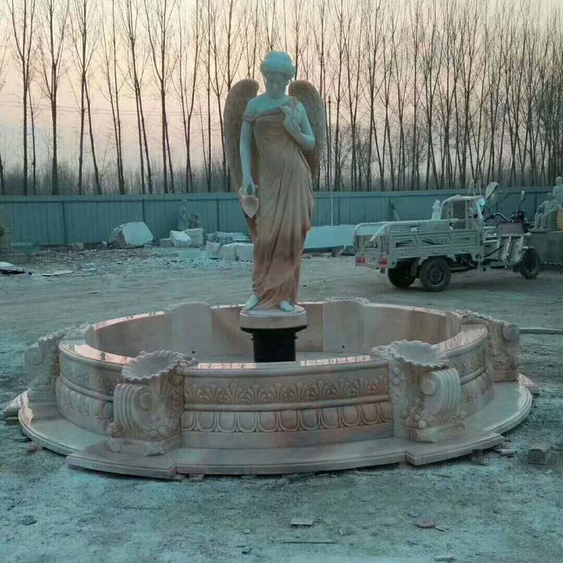 供應(yīng)噴泉石雕西方人噴泉流水擺件漢白玉雙層噴泉大理石噴泉廠家直銷