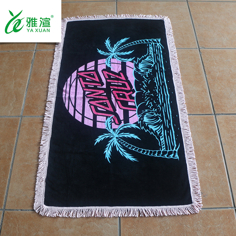 廠家來圖定制 外貿(mào)全棉割絨活性印花沙灘巾 歐美流蘇沙灘巾浴巾批發(fā)