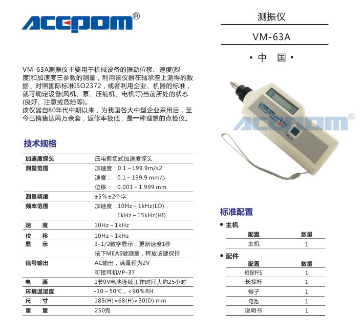 安鉑便攜式數(shù)字測振儀VM-63A圖片