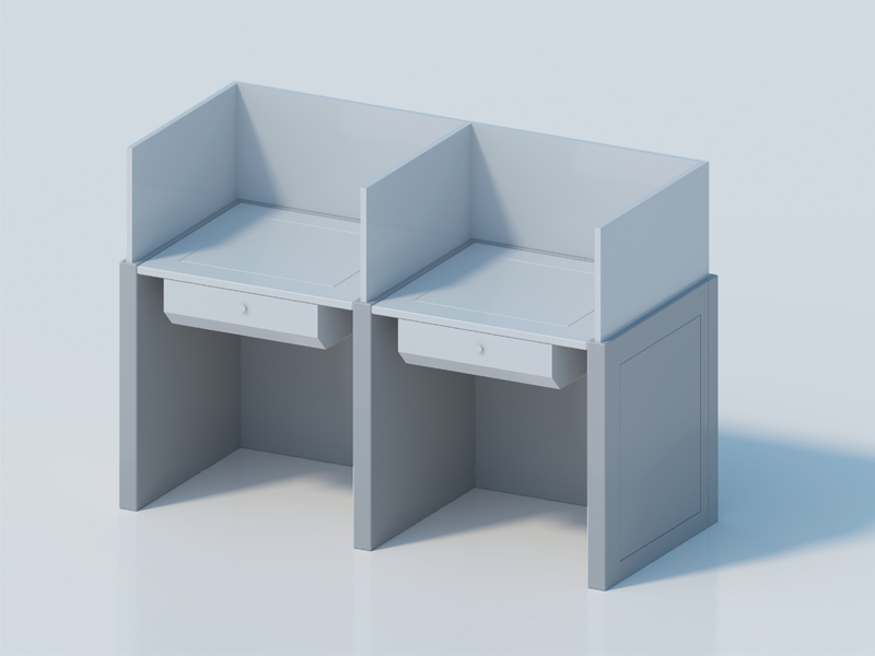 升降屏風(fēng)雙人位翻轉(zhuǎn)顯示器電腦桌圖片