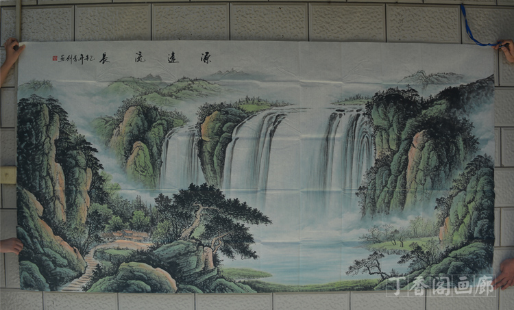 八尺春山神韻大幅畫定制大尺寸定畫山水畫辦公室國畫靠山客廳畫水墨畫聚寶盆手繪字畫辦公室掛畫裝飾畫 八尺山水畫定制