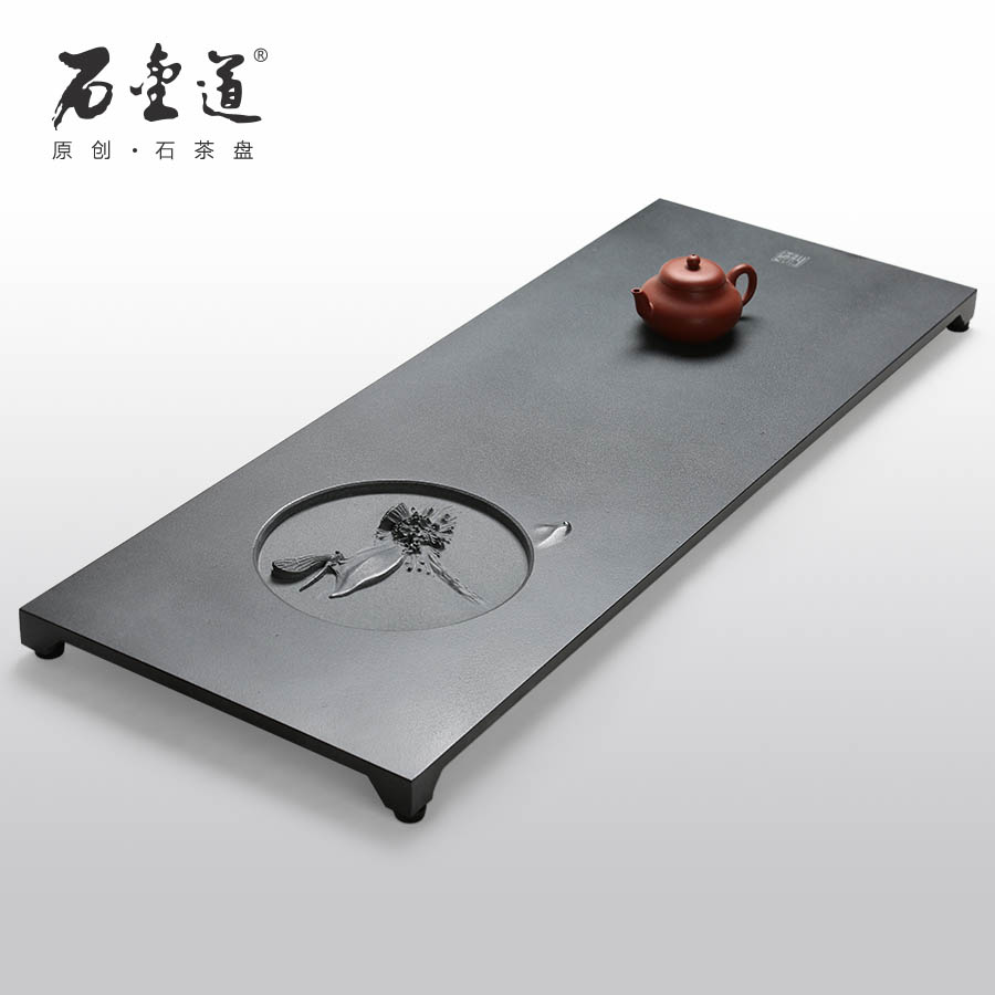 石金道  國(guó)風(fēng)系列·戲荷 中式烏金石石茶盤