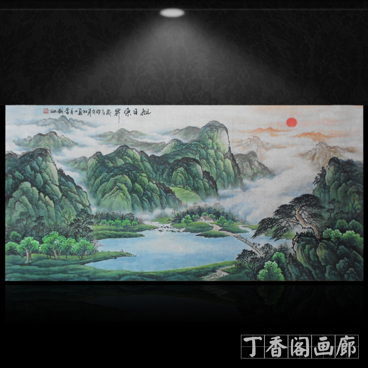 國畫無瀑布山水畫靜水寫意聚寶盆畫圖片/國畫無瀑布山水畫靜水寫意聚寶盆畫樣板圖 (1)
