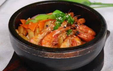 南美燒汁蝦米飯快餐圖片