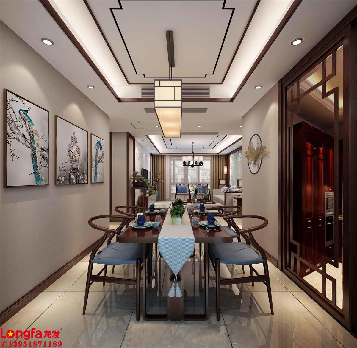 清河雅苑四居室裝修-南京龍發(fā)裝飾-清河雅苑中式風(fēng)格設(shè)計(jì) 清河雅苑172平中式風(fēng)格裝修案例